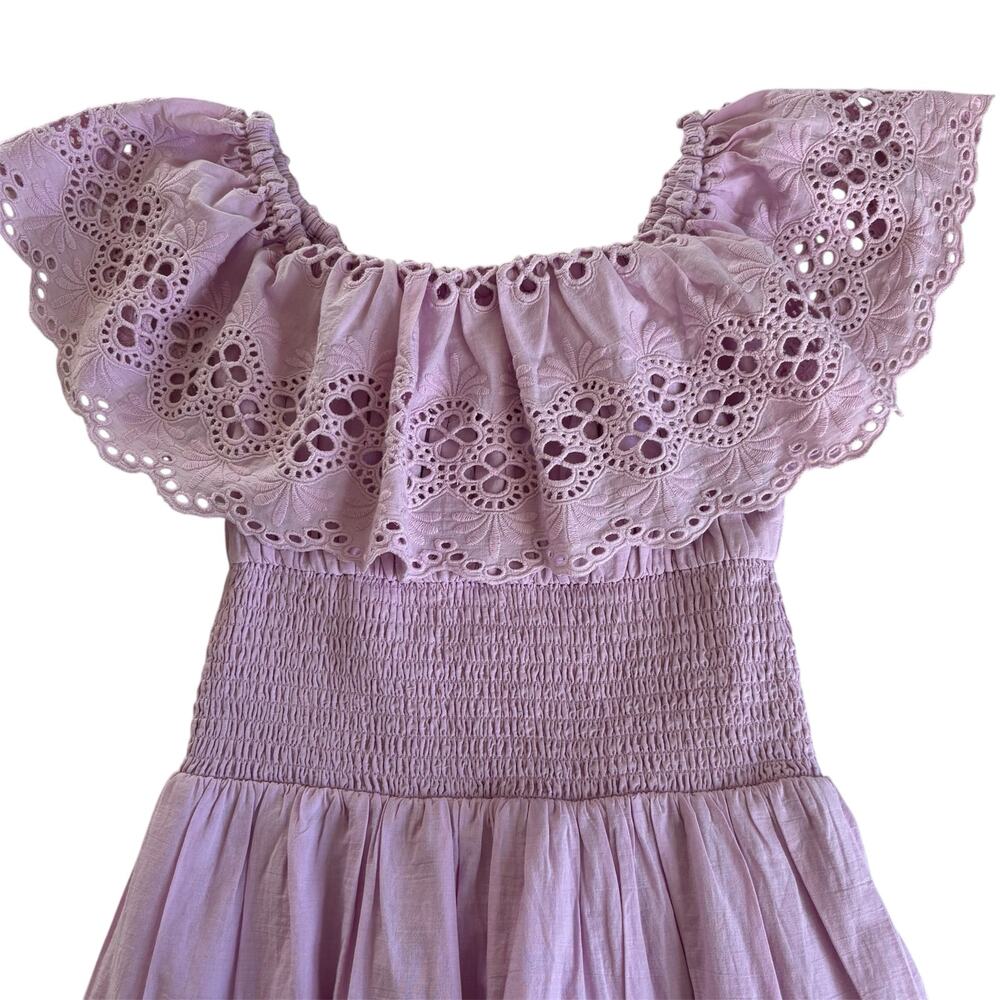 Lovers + Friends x Jetset Christina Dallas Lavender Eyelet Smocked Mini Dress XS - Picture 9 of 10